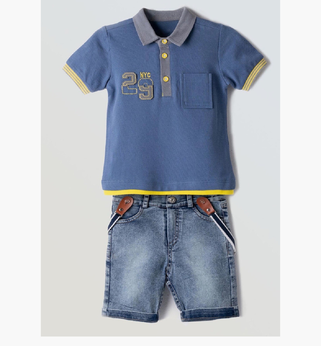 #HASHTAG
Completo bambino polo+jeans corto art.254808 - immagine 2