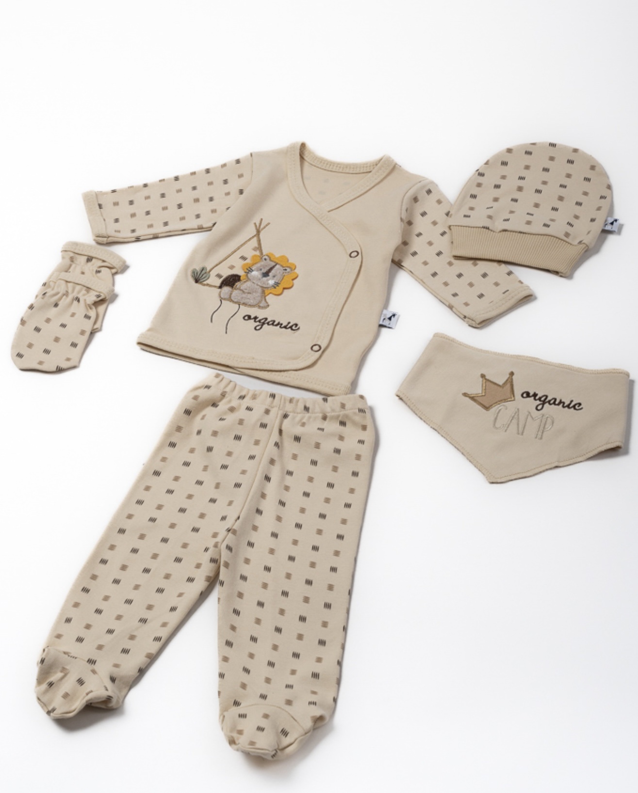 #Hashtag Mini
Set regalo completo due pezzi, bavetta, cappellino e guantini in puro cotone art.MI-008 - immagine 2