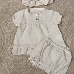 𝑩𝒂𝒃𝒚𝑽𝒊𝒑✨
Completo neonata in lino con fascia coordinata art.T7241/02