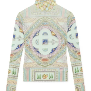 CASABLANCA LE LABIRYNTHE PRINTED MESH TOP