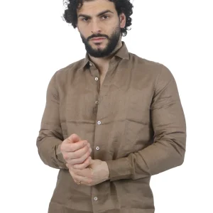 SEINSE CAMICIA DI LINO CE1081SS MARRONE