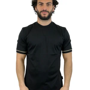 YES LONDON T SHIRT FASCETTA MANICA XM4292 NERA