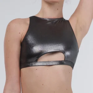 255 - CROP TOP OUT IN TESSUTO LAMINATO