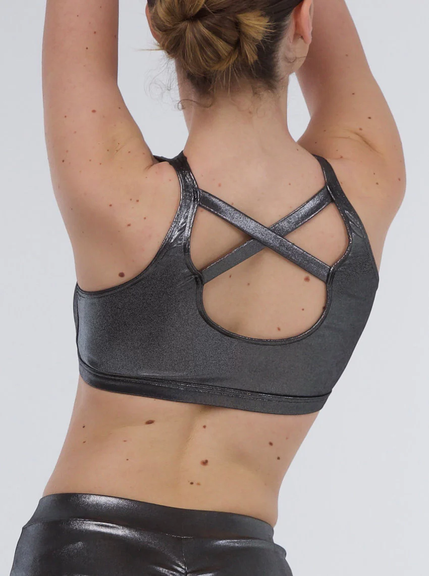 255 - CROP TOP OUT IN TESSUTO LAMINATO - immagine 3