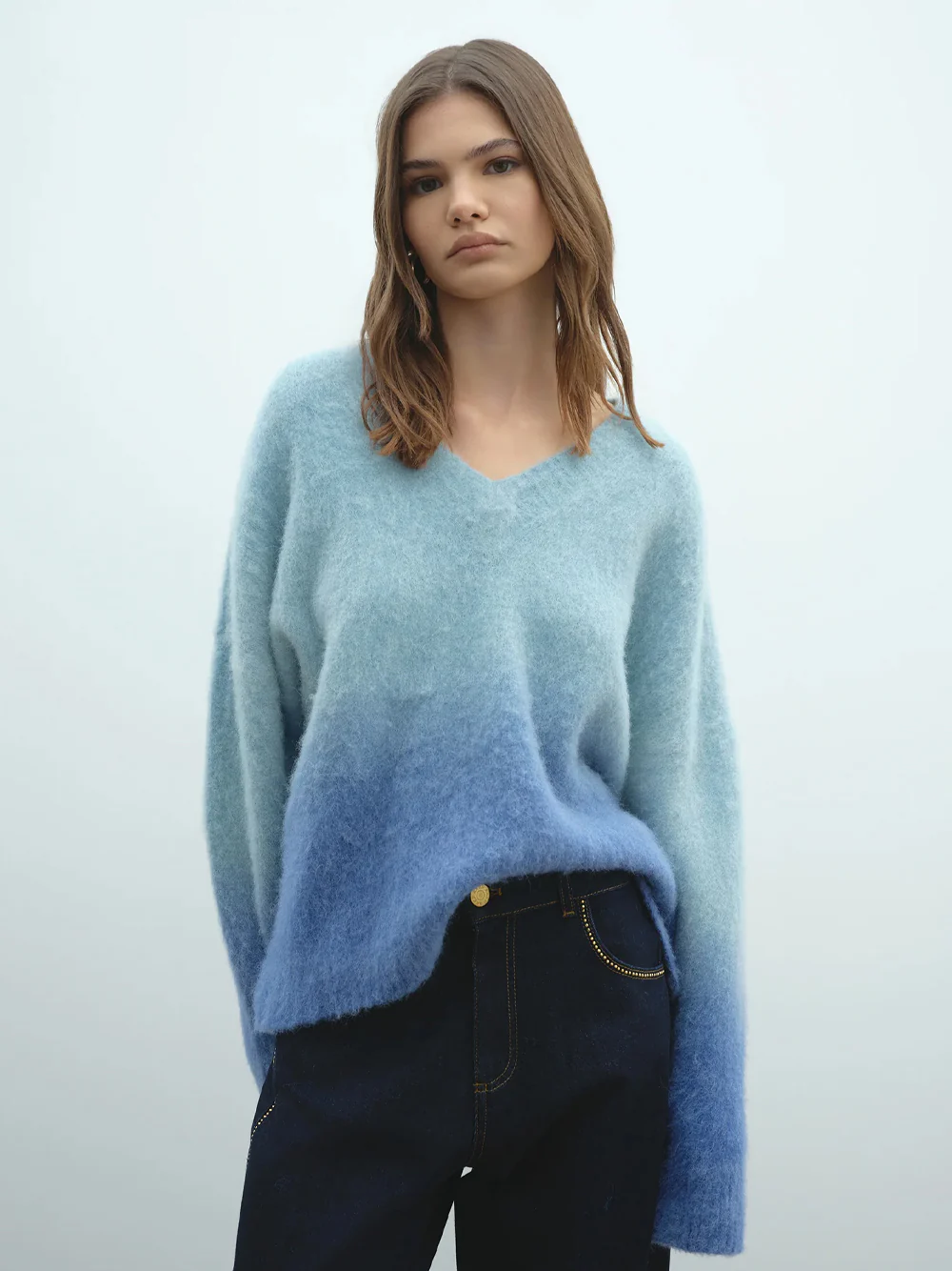 AKEP MAGLIA SCOLLO V EFFETTO SFUMATO MGKDD11044 - immagine 2