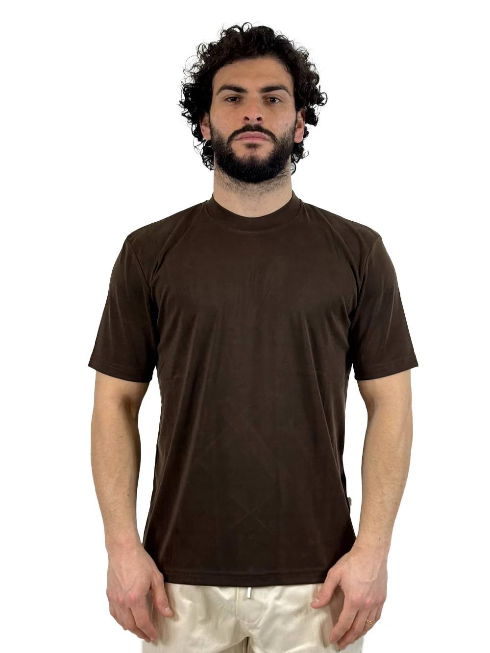 YES LONDON T SHIRT VISCOSA XM4264 MORO - immagine 2